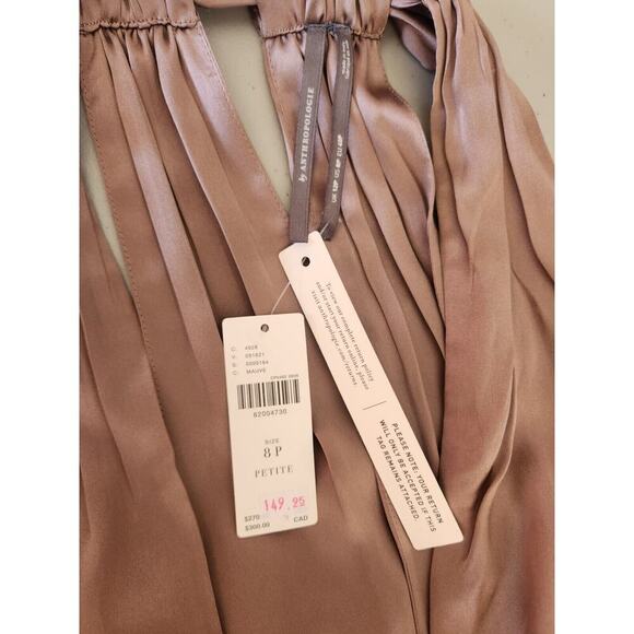 NWD By Anthropologie Silk V-Neck Maxi Dress Size 8P Petite MAUVE #MB412 - Picture 8 of 15